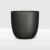 black matte curved ceramic plant pot