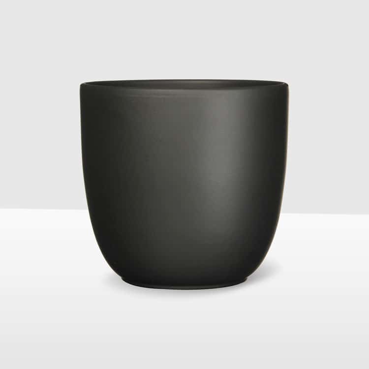 black matte curved ceramic plant pot